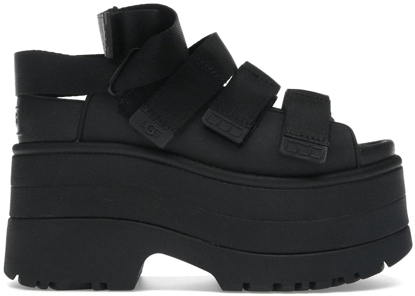 Ugg Goldenrise Platform Sandals Black Womens