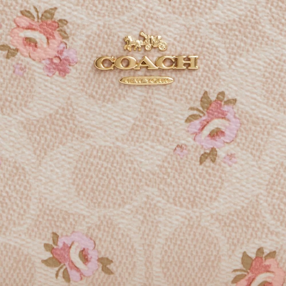 Coach Snap Wallet In Signature Canvas With Floral Print Gold-Sand Multi