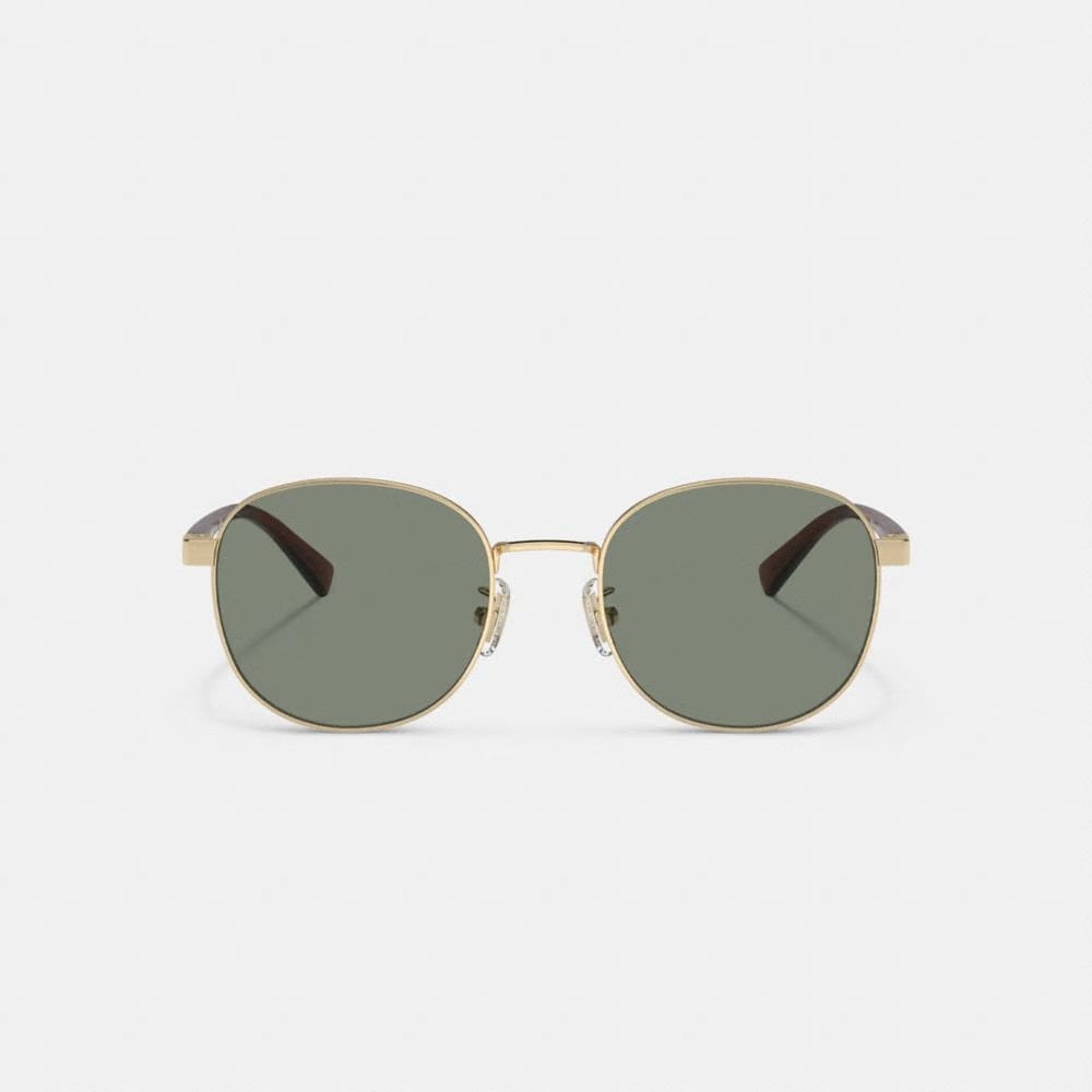 Coach Metal Round Sunglasses Gold Green