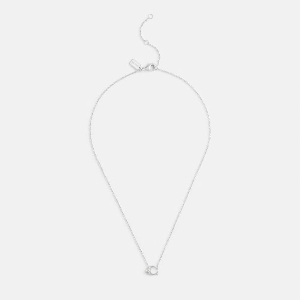 Coach Pave Signature Necklace Silver