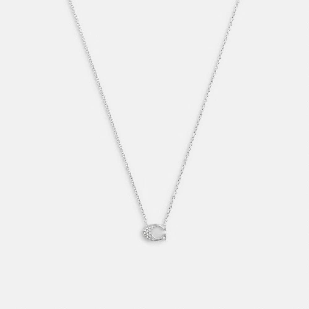 Coach Pave Signature Necklace Silver