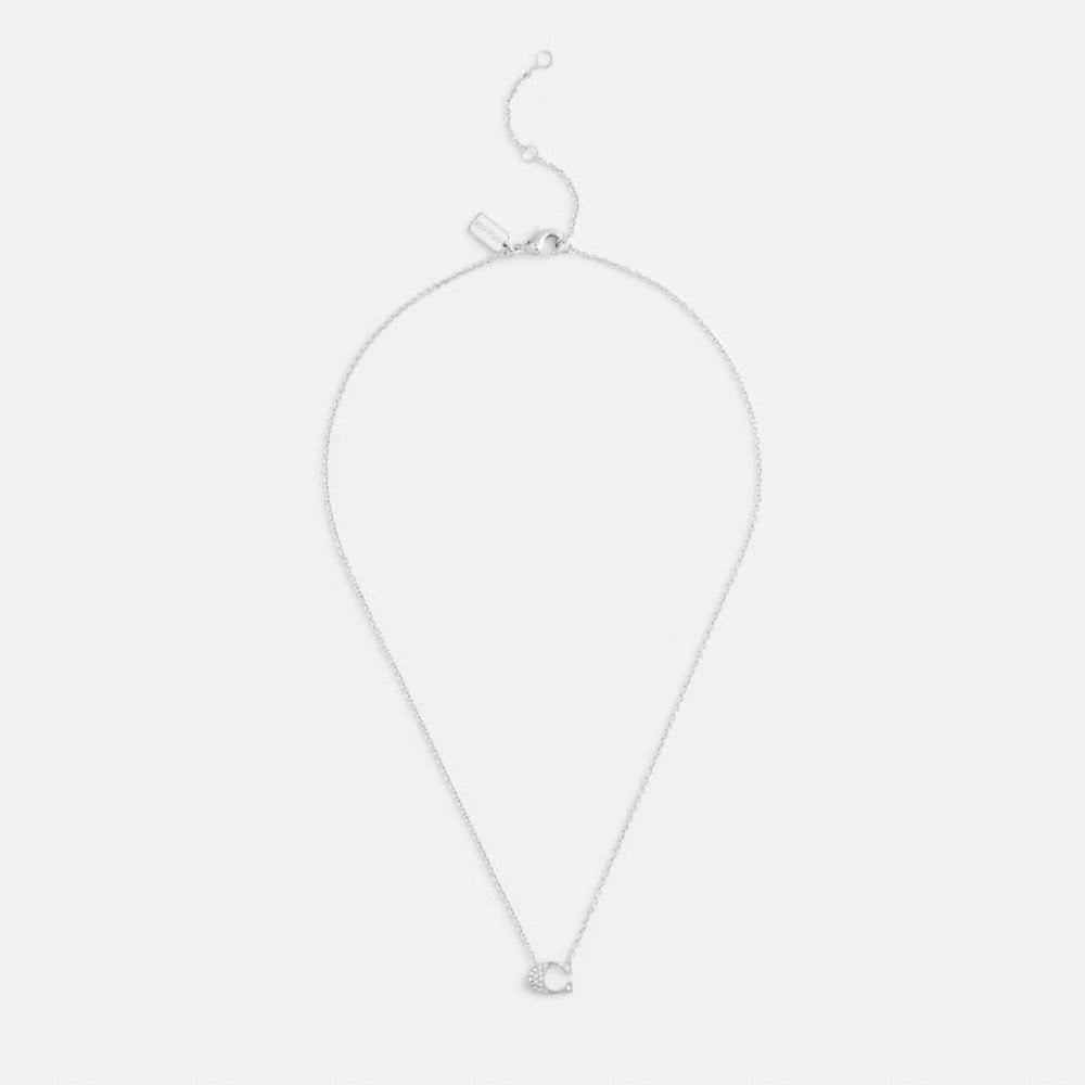 Coach Pave Signature Necklace Silver