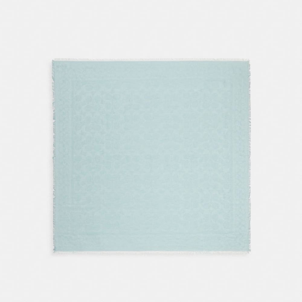 Coach Signature Oversized Square Scarf Light Blue