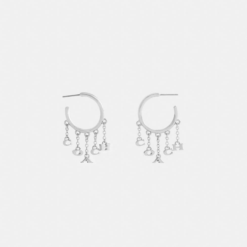Coach Coach Charm Hoop Earrings Silver