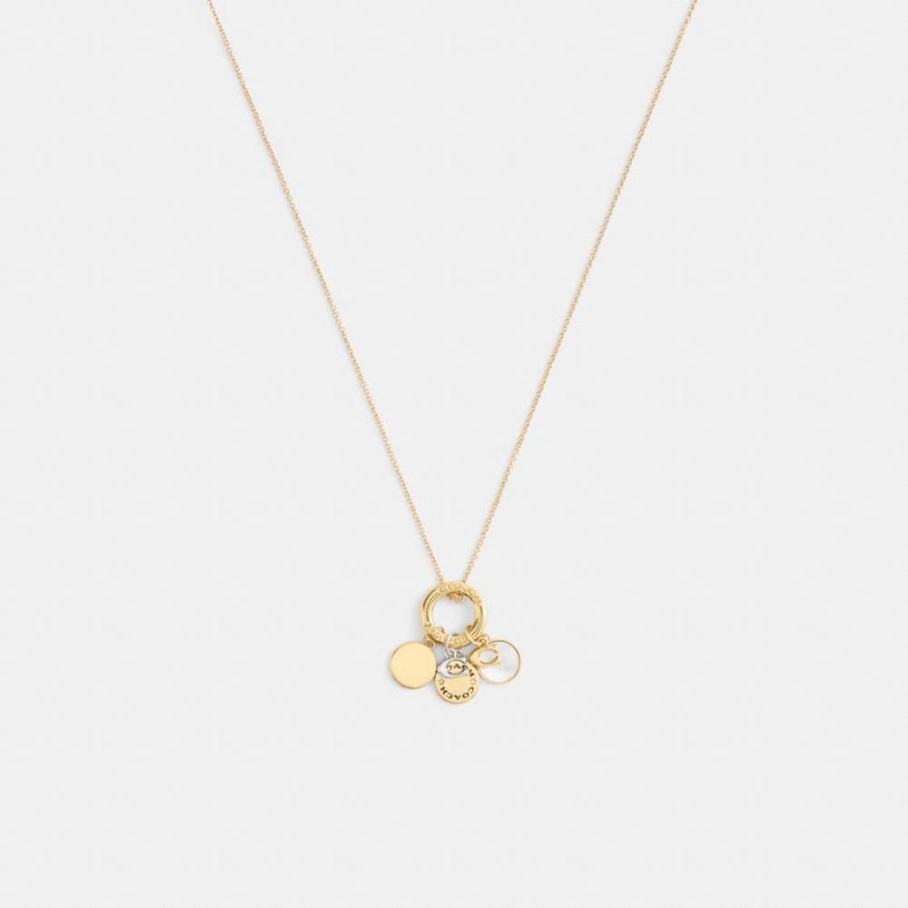 Coach Coin Pendant Necklace Gold