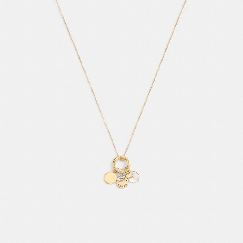 Coach Coin Pendant Necklace Gold