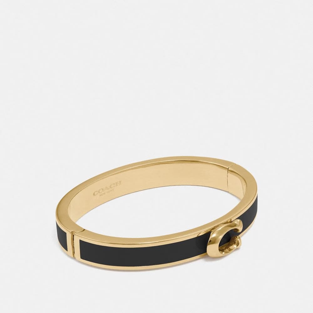 Coach Signature Push Hinged Bangle Gold Black