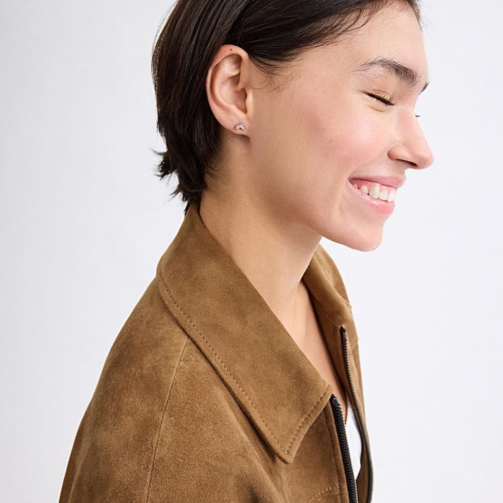 Coach x Initial Stud Earrings Set Gold Purple