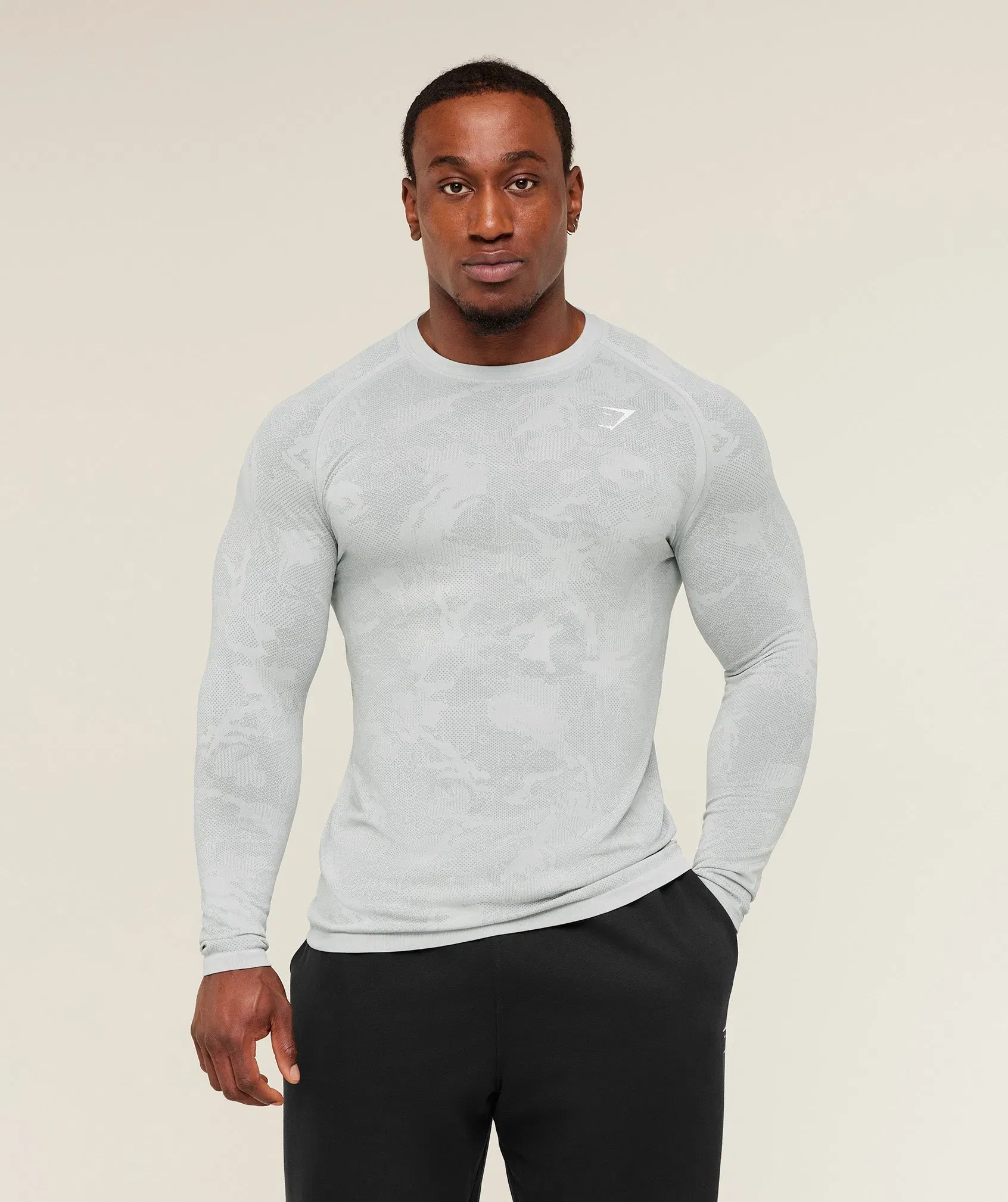 Gymshark Geo Seamless Long Sleeve T-Shirt Black