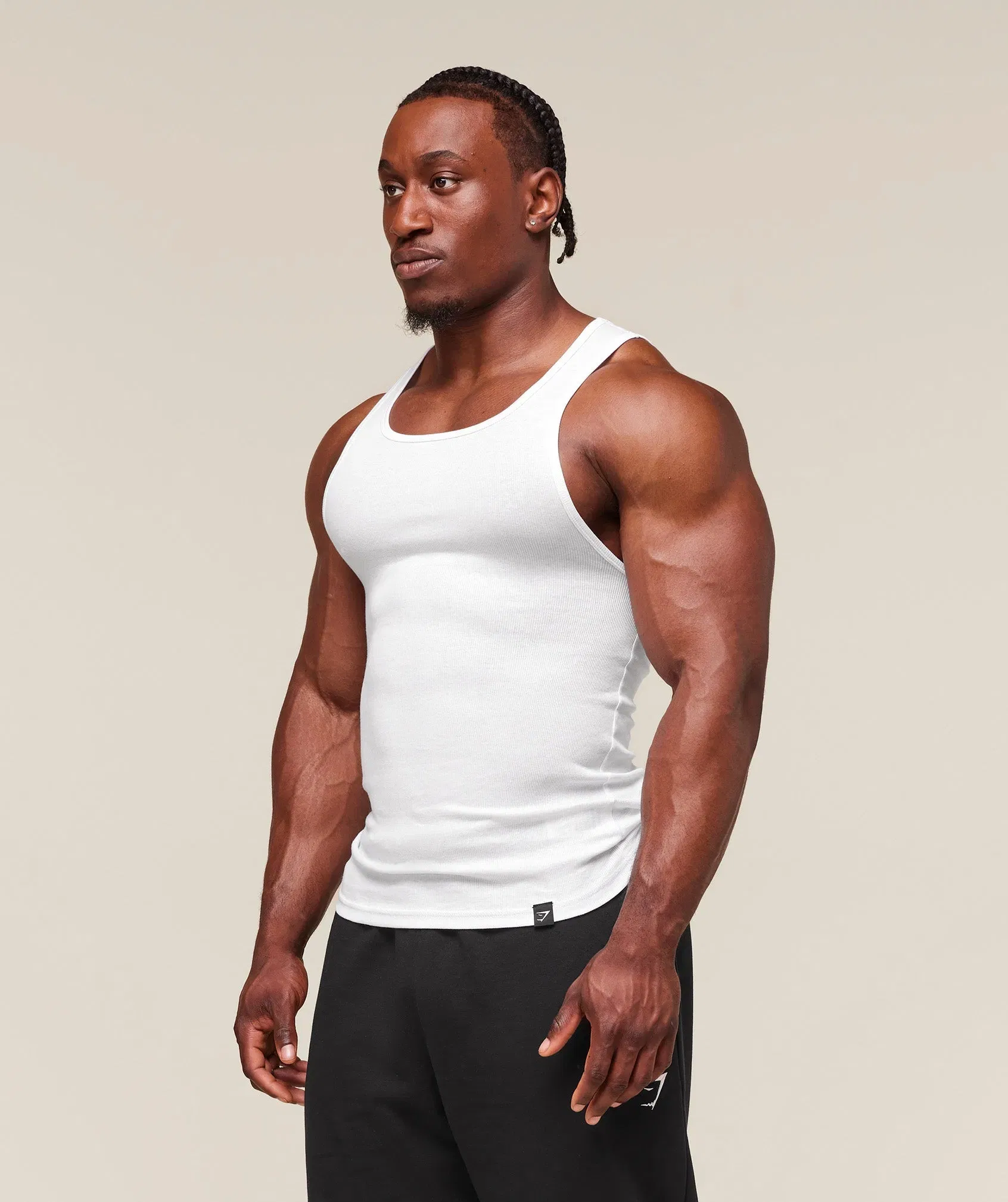 Gymshark Ribbed Tank 3Pk White