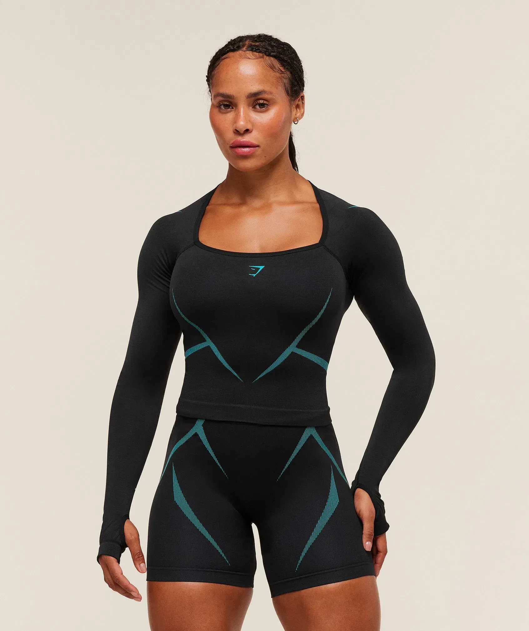 Women's Gymshark Apex Lift Seamless Long Sleeve Crop Top Black