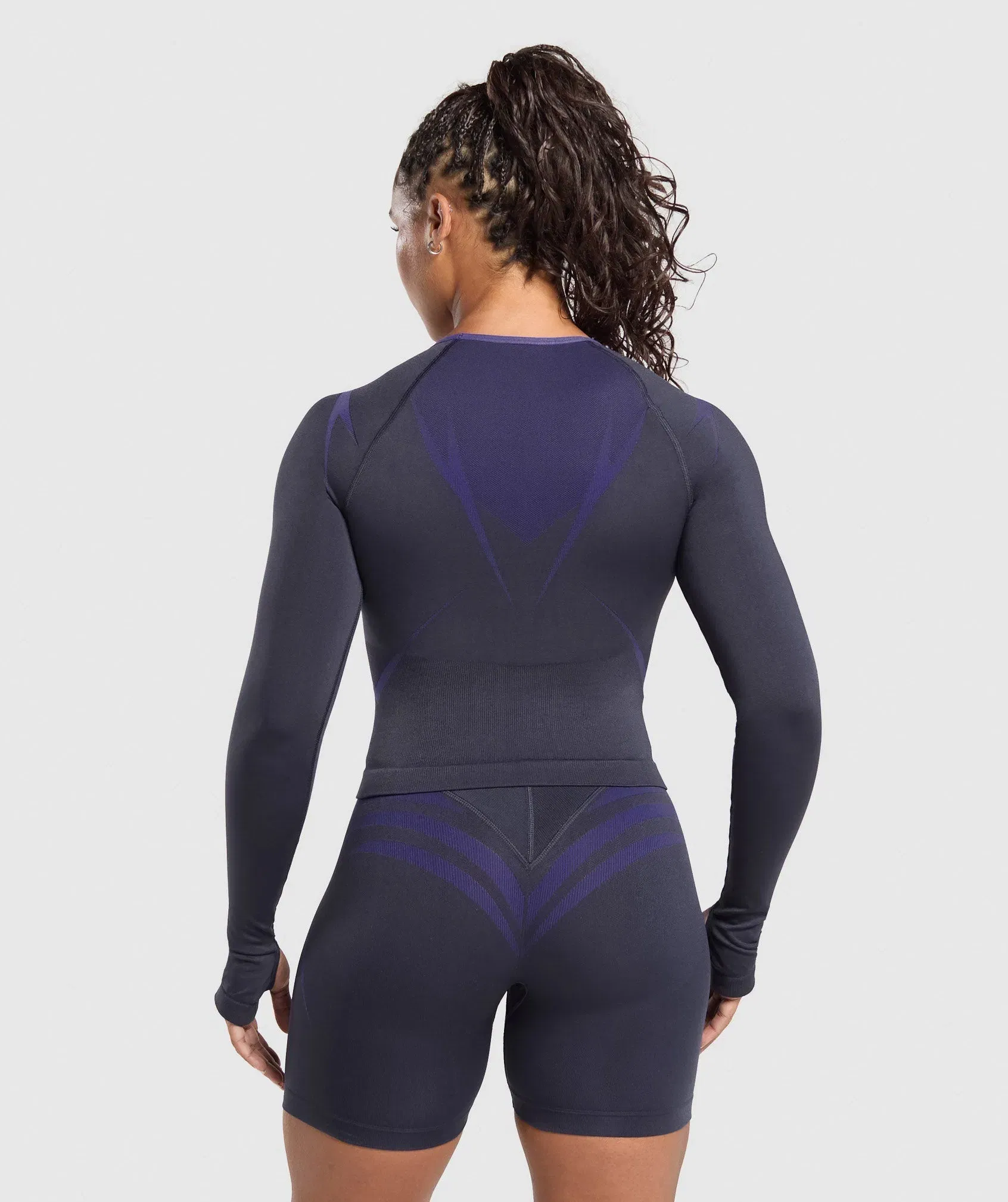 Women's Gymshark Apex Lift Seamless Long Sleeve Crop Top Heavy Blue