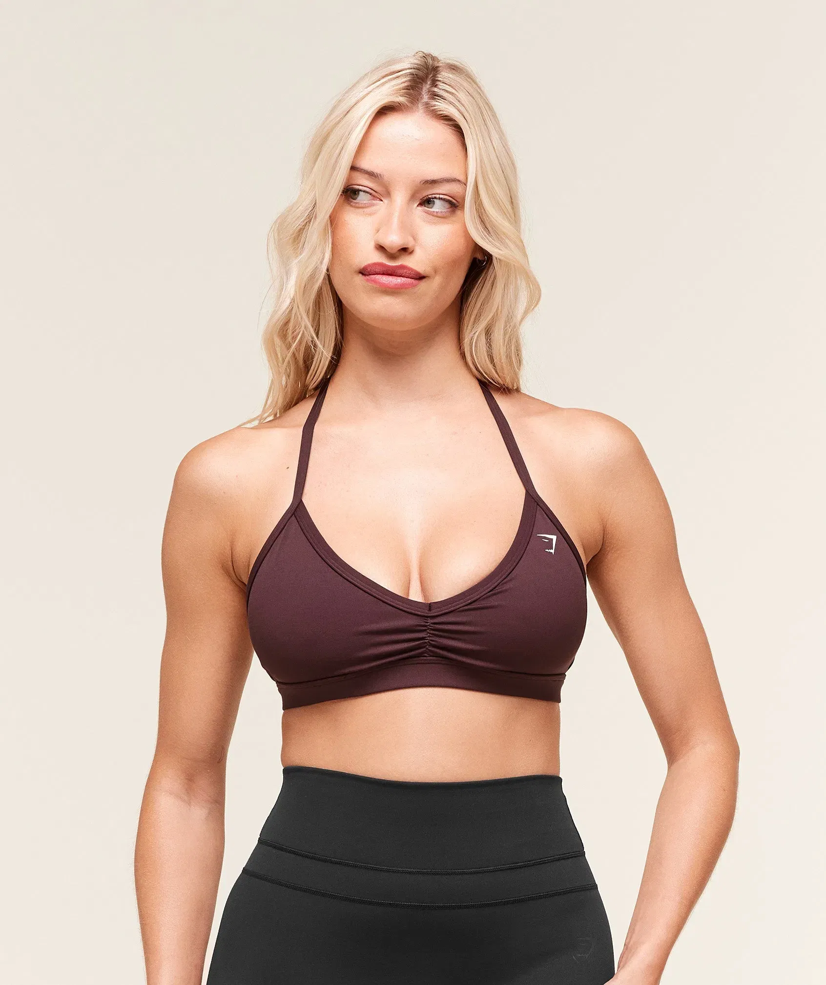 Women's Gymshark Minimal Halterneck Sports Bra Cherry Purple