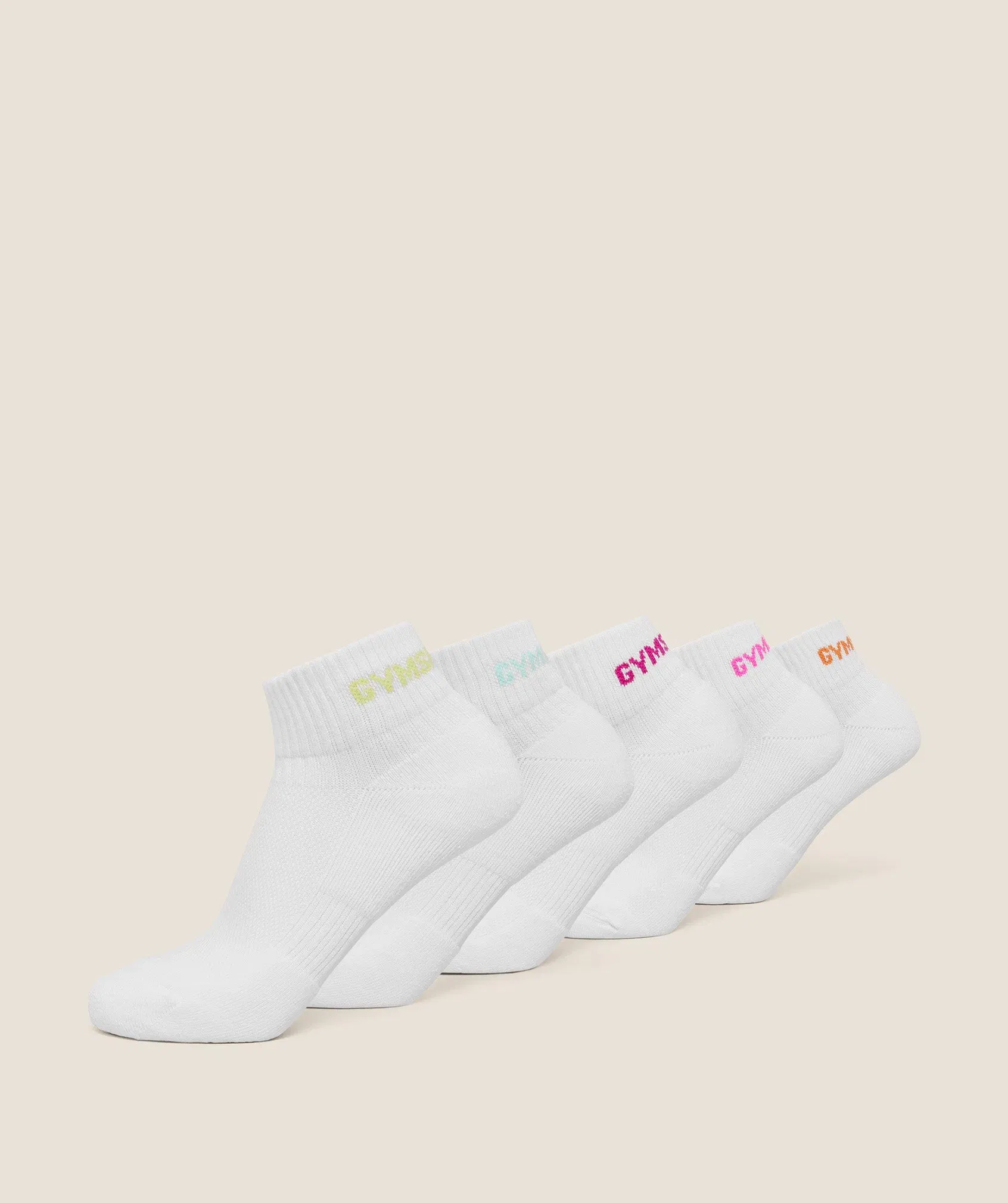 Women's Gymshark Quarter Socks 5Pk White