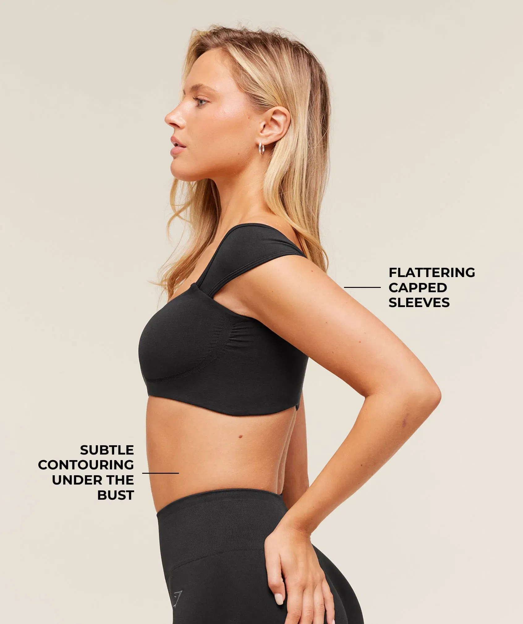 Women's Gymshark Soft Sculpt Cap Sleeve Bralette Black