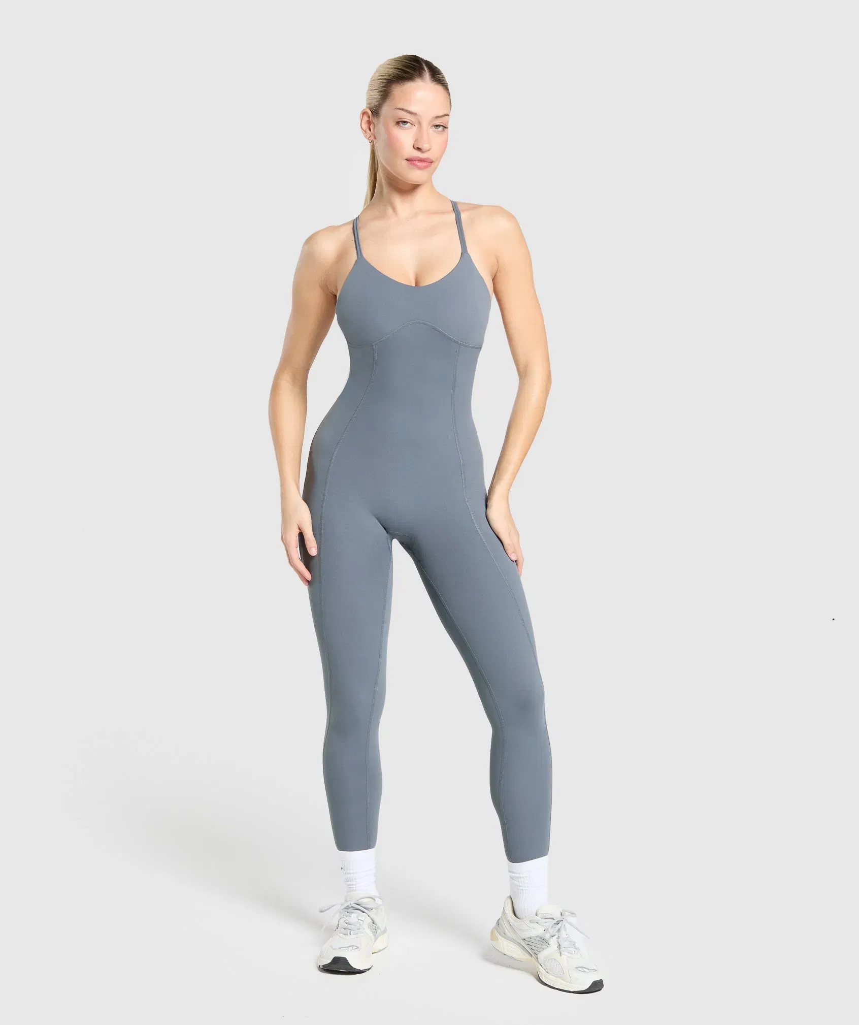 Women's Gymshark Strappy All In One Iron Blue