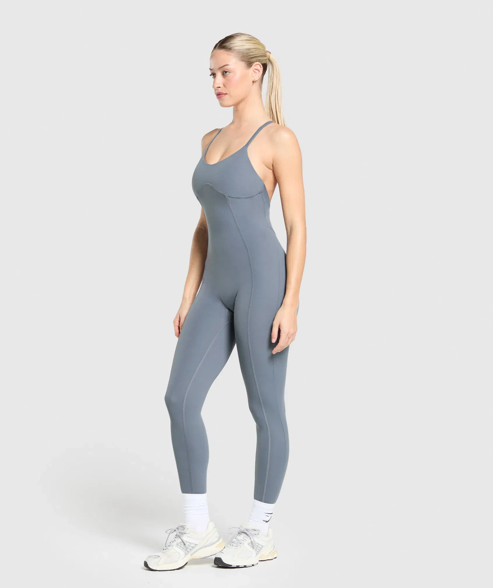 Women's Gymshark Strappy All In One Iron Blue