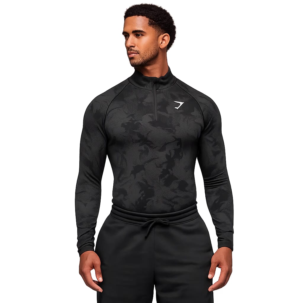 Gymshark Geo Seamless 1/4 Zip Black