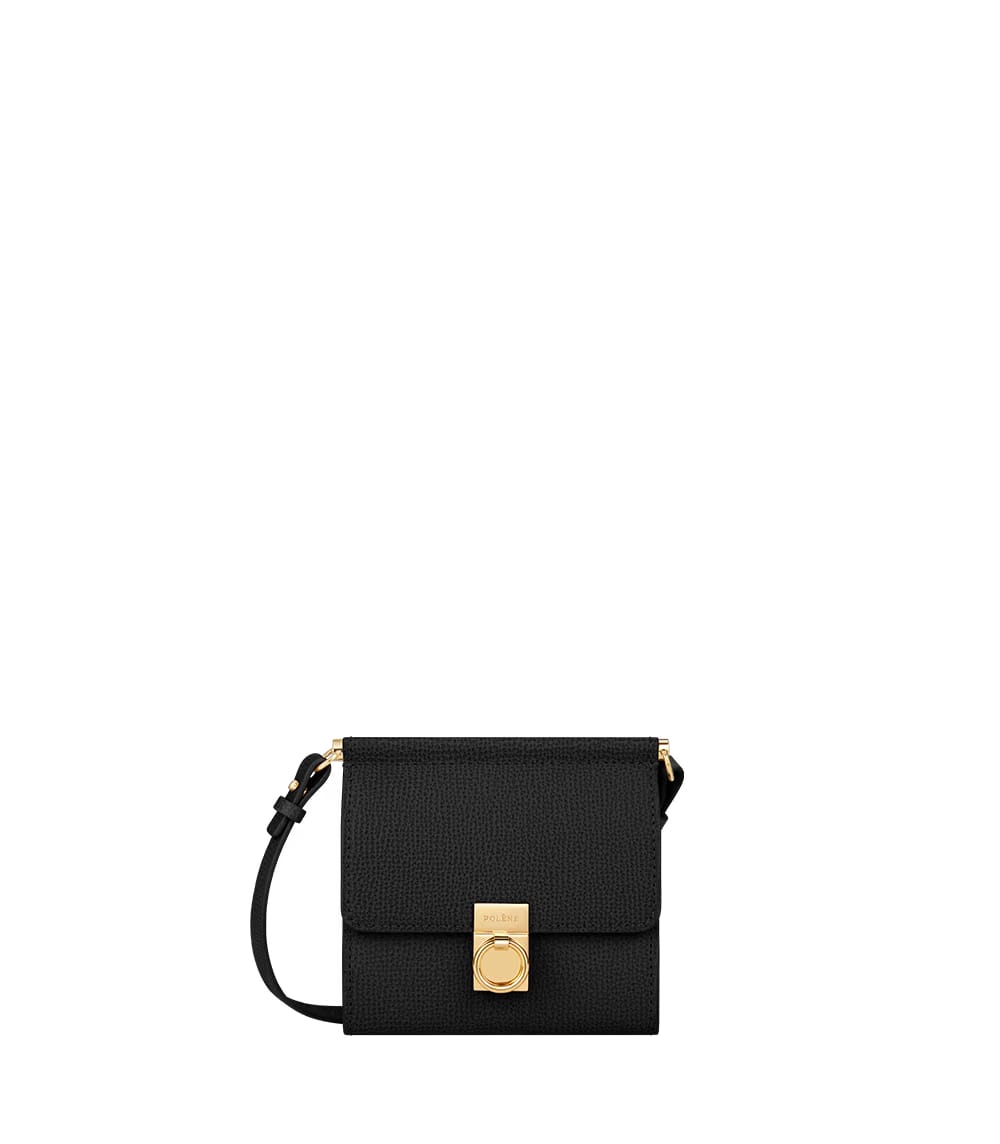 Polene Numero Sept Crossbody Wallet Textured Black