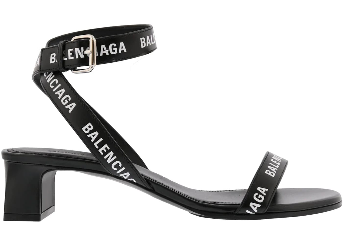 Balenciaga Round Sandals Black White Womens