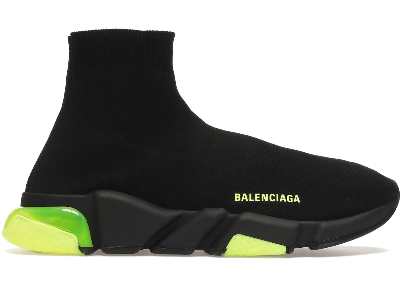 Balenciaga Speed Trainer Clear Sole - Black Yellow Fluo