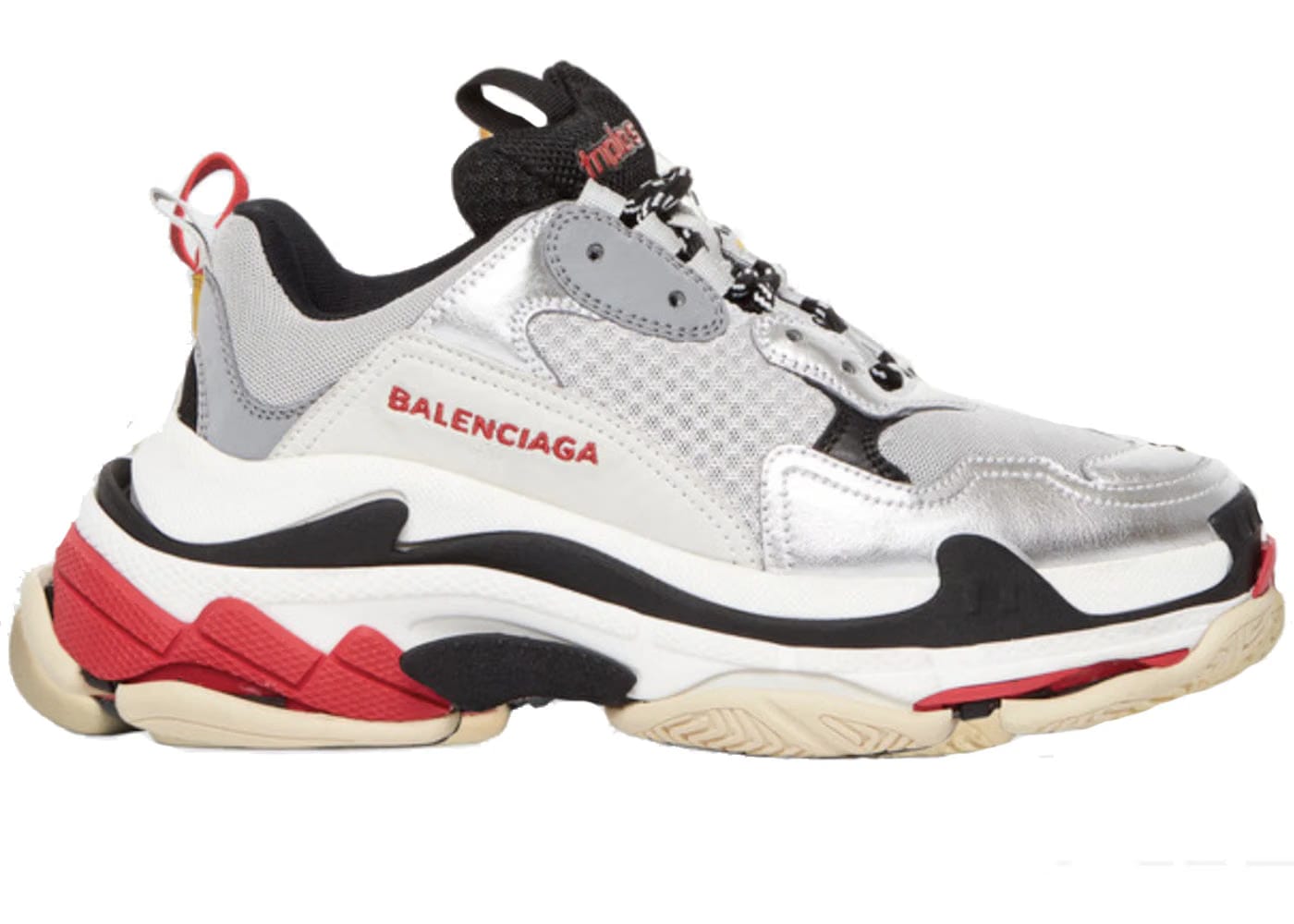 Balenciaga Wmns Triple S Sneaker 'Silver Black Red'