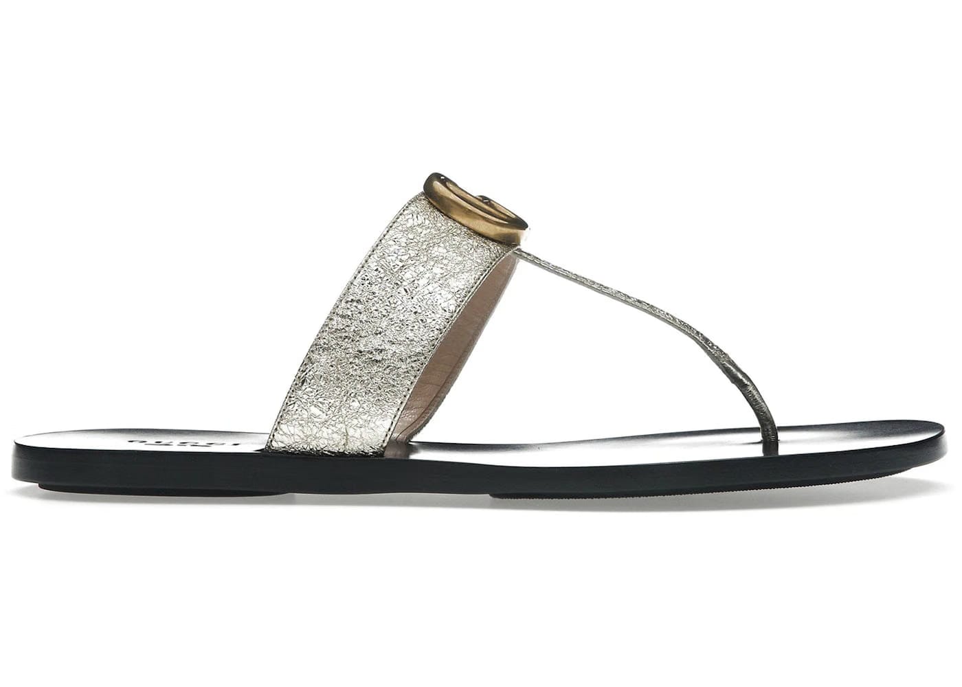 Gucci Marmont Thong Sandals Platinum Womens