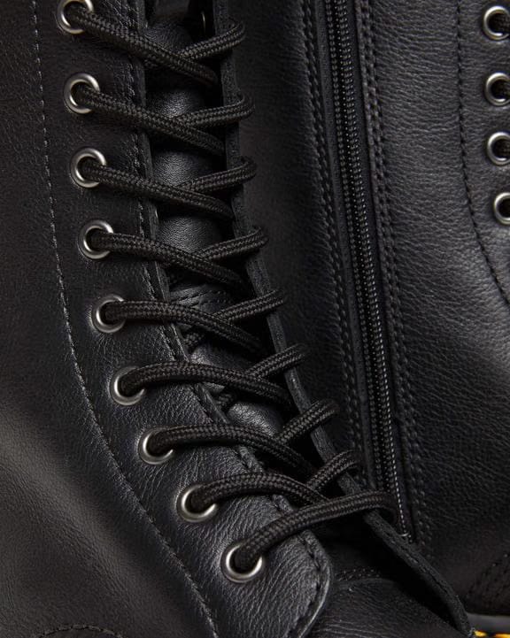 1B99 Pisa Leather Mid Calf Lace Up Boots - Black - Womens
