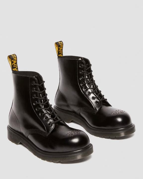 Analine Leather Steel Toe Boots - Black Analine - Mens