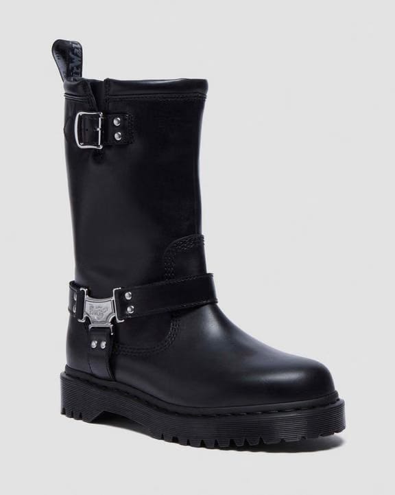 Anistone Hi Leather Biker Boots - Black - Mens
