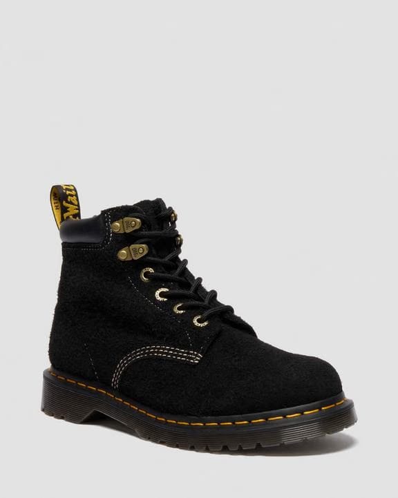 Distressed Suede Ankle Boots - Black - Womens
