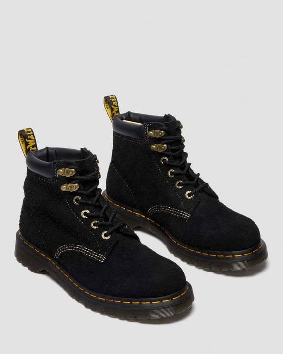 Distressed Suede Ankle Boots - Black - Womens