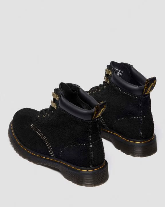 Distressed Suede Ankle Boots - Black - Womens