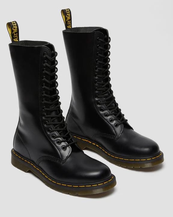 Smooth Leather Tall Boots - Black - Womens