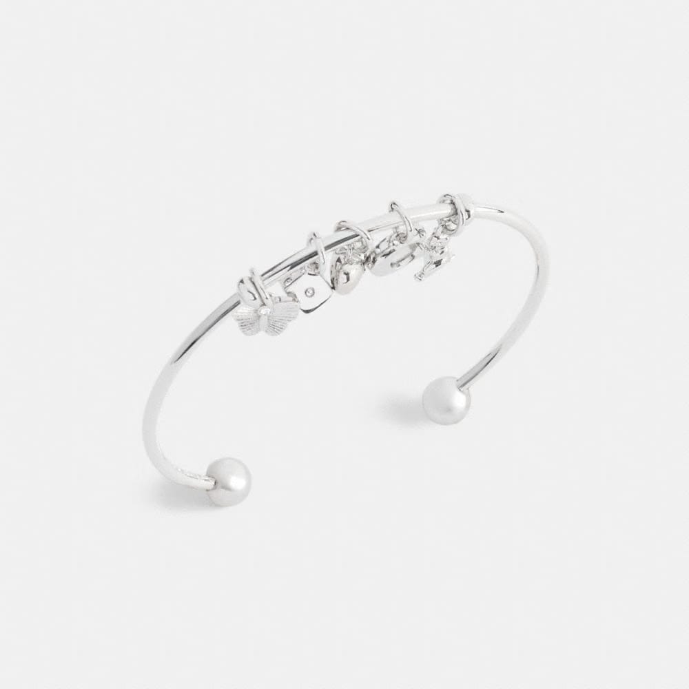 Coach Butterfly And Rexy Charm Cuff Bracelet Silver