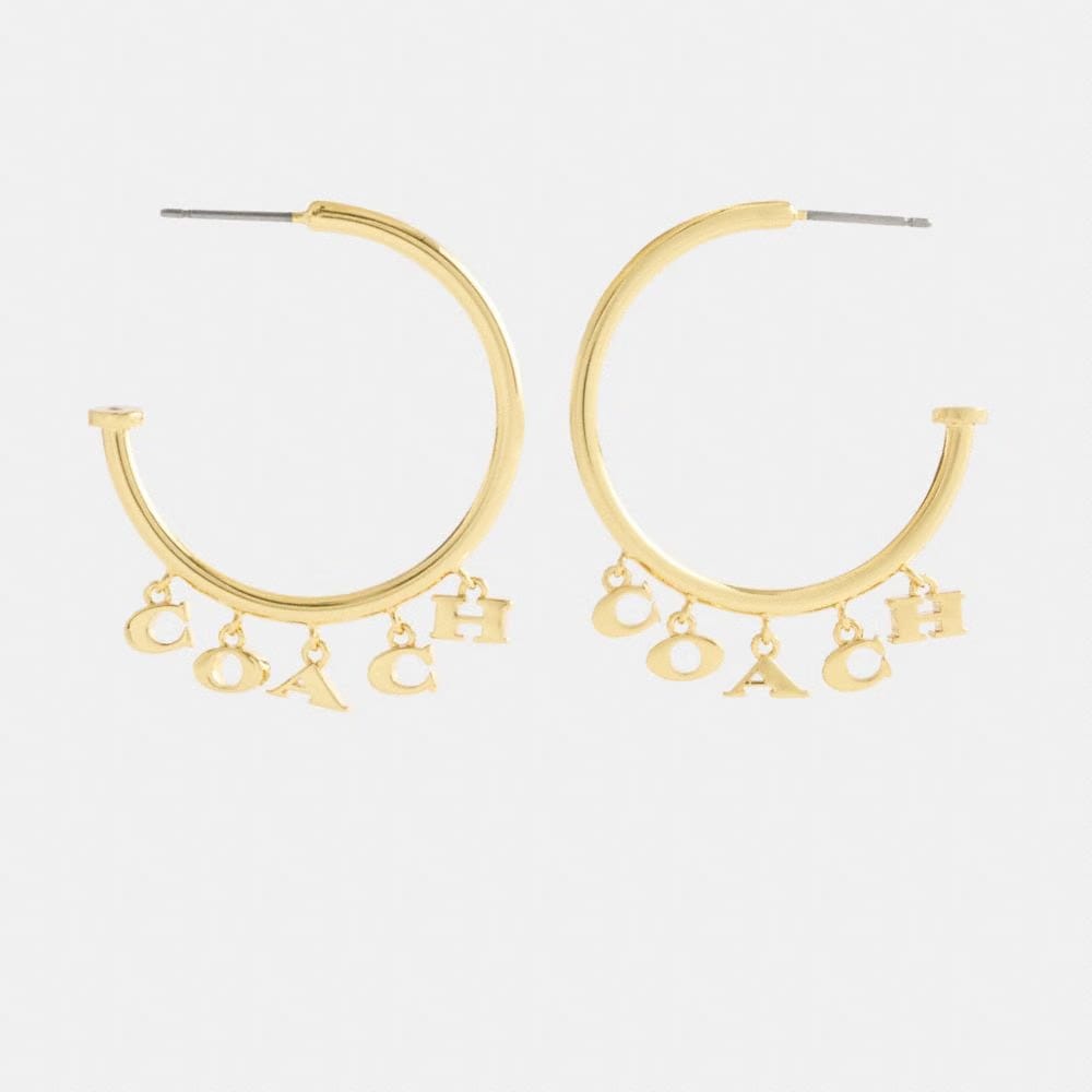 Coach Coach Charms Hoop Earrings Gold