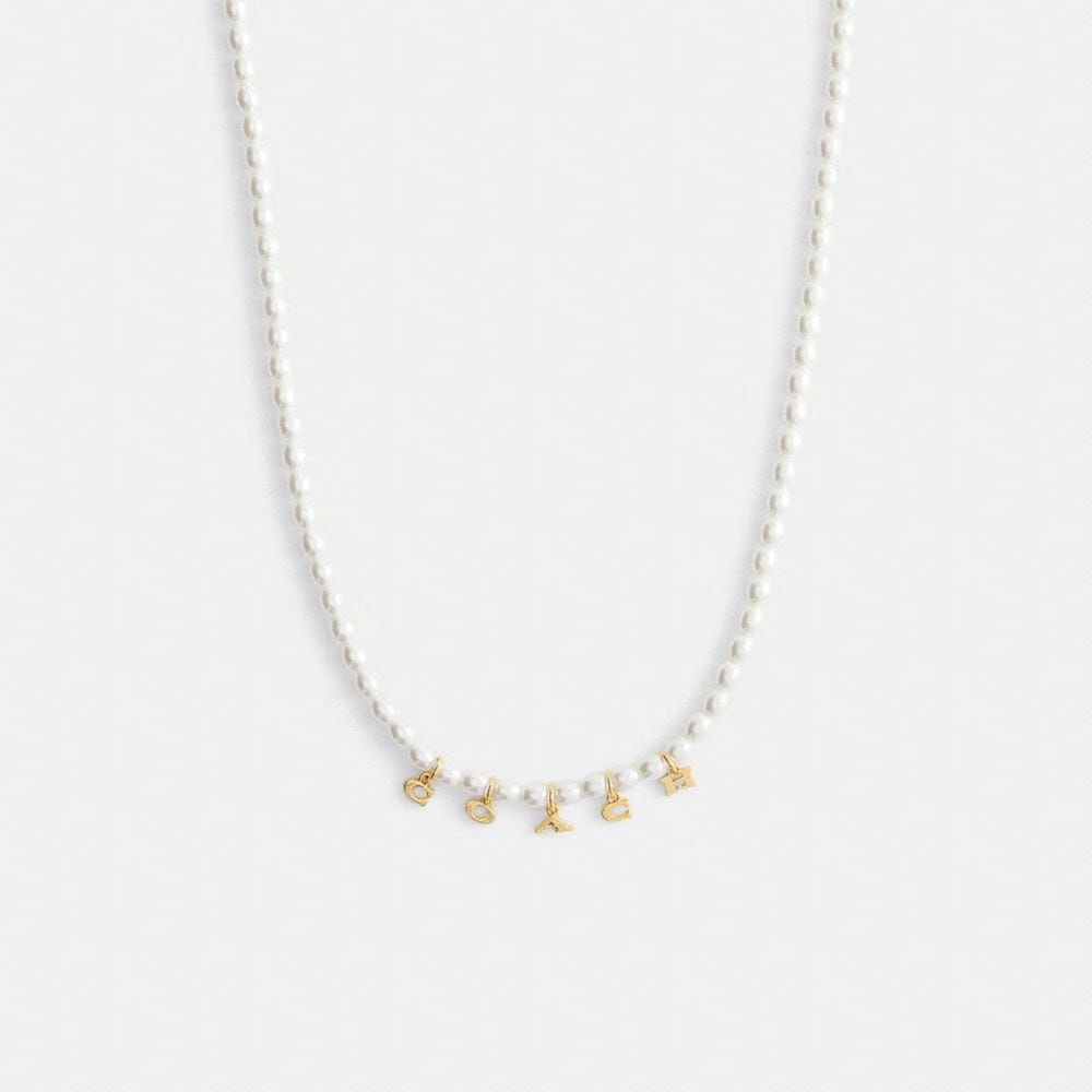 Coach Coach Charms Pearl Necklace Gold Pearl