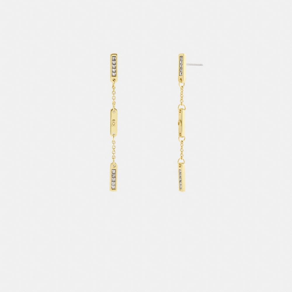 Coach Signature Bar Chain Linear Earrings Gold