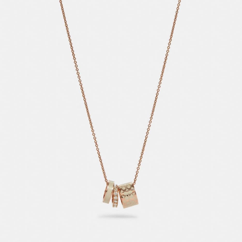Coach Signature Enamel Necklace Rose Gold Chalk