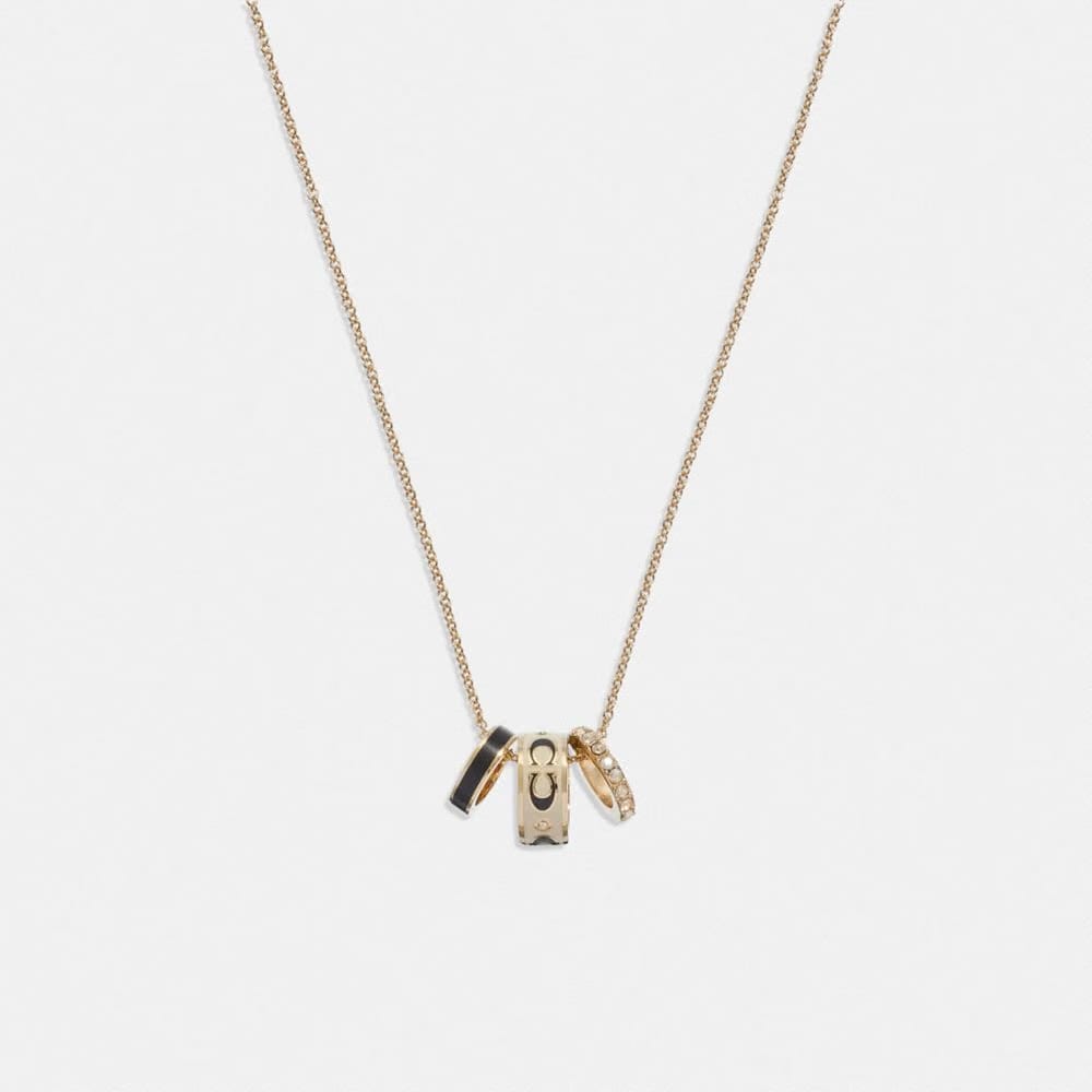 Coach Signature Enamel Rondell Necklace Gold White