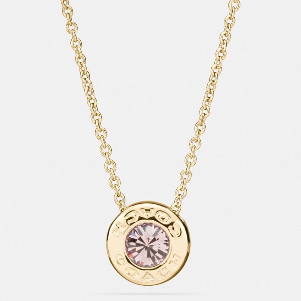 Coach Open Circle Stone Necklace Gold