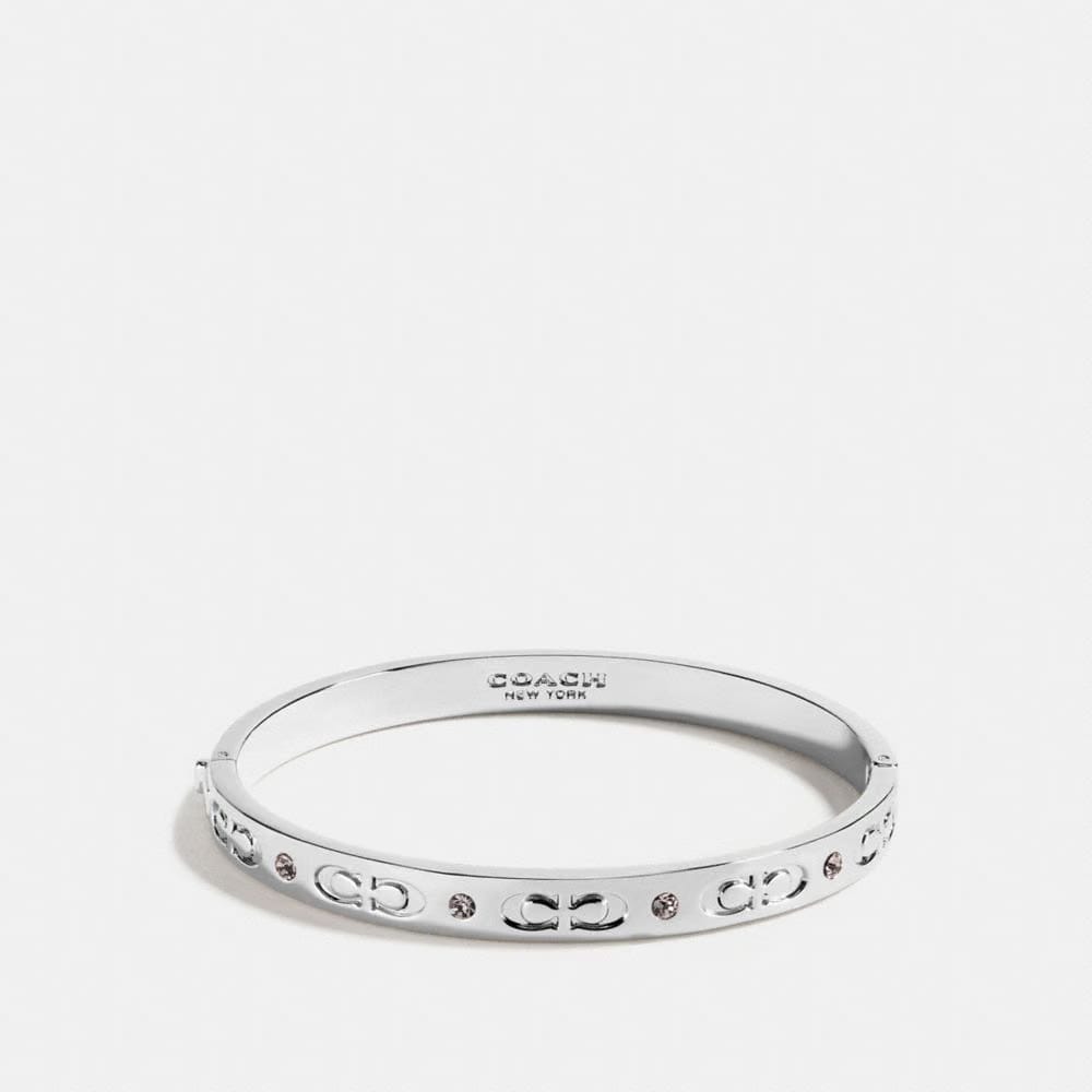 Coach Signature Hinged Bangle Silver