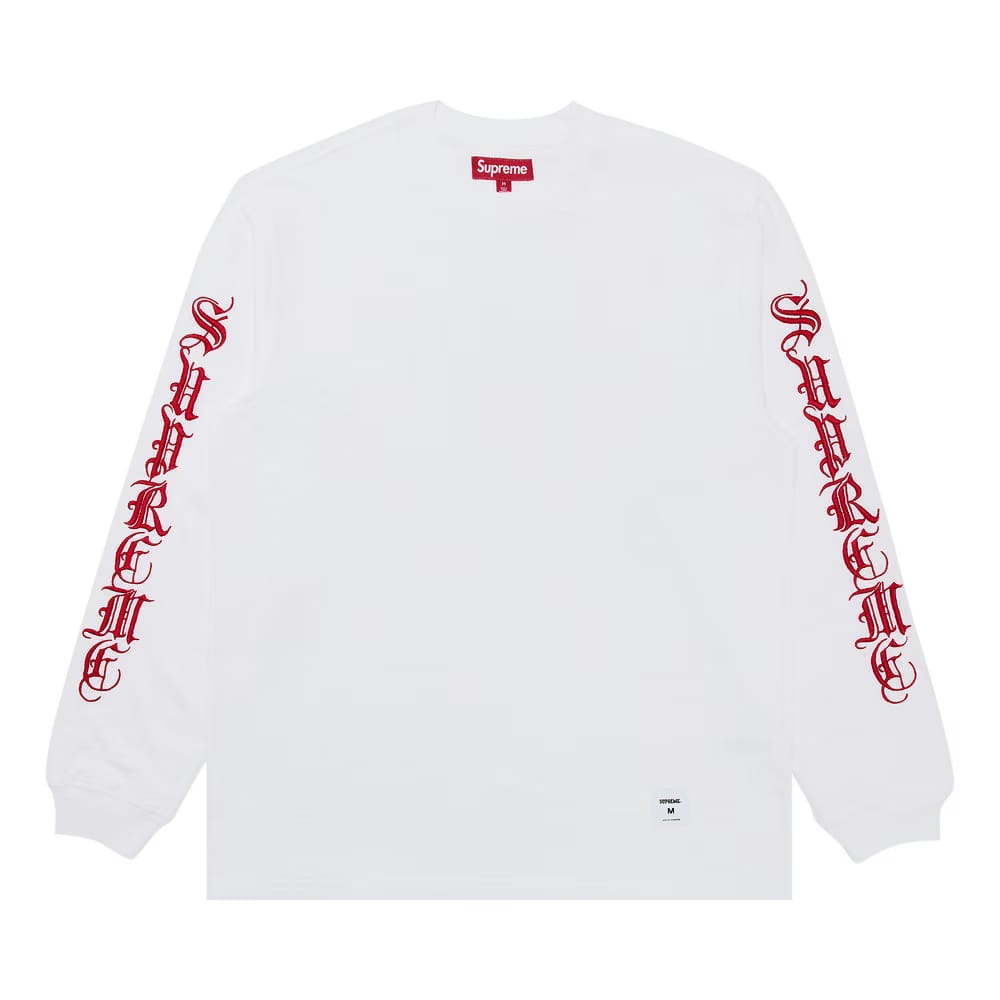 Supreme Old English L/S Top White