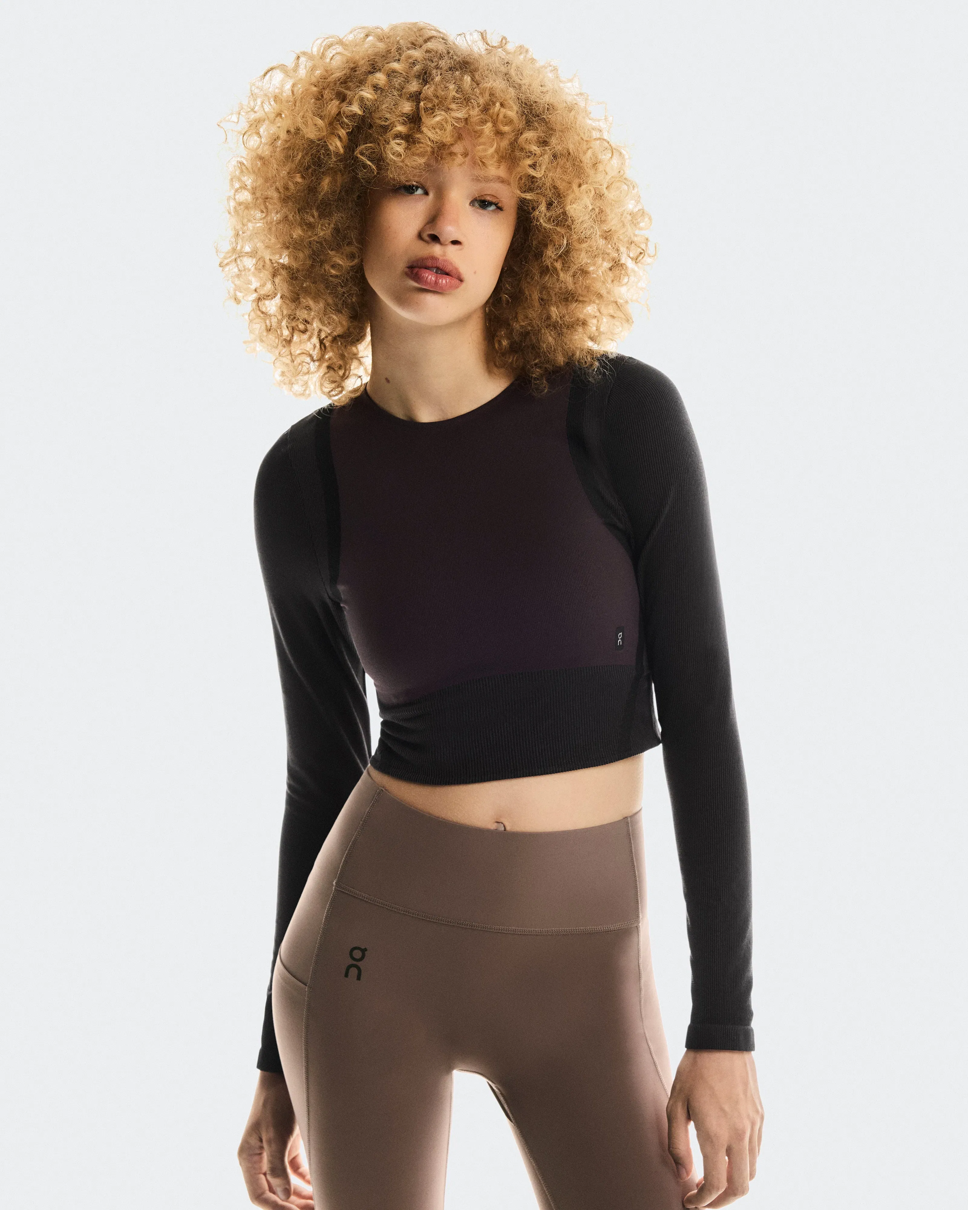 On Studio Knit Long-T Crop Pebble Black (Women'S) (Women's)