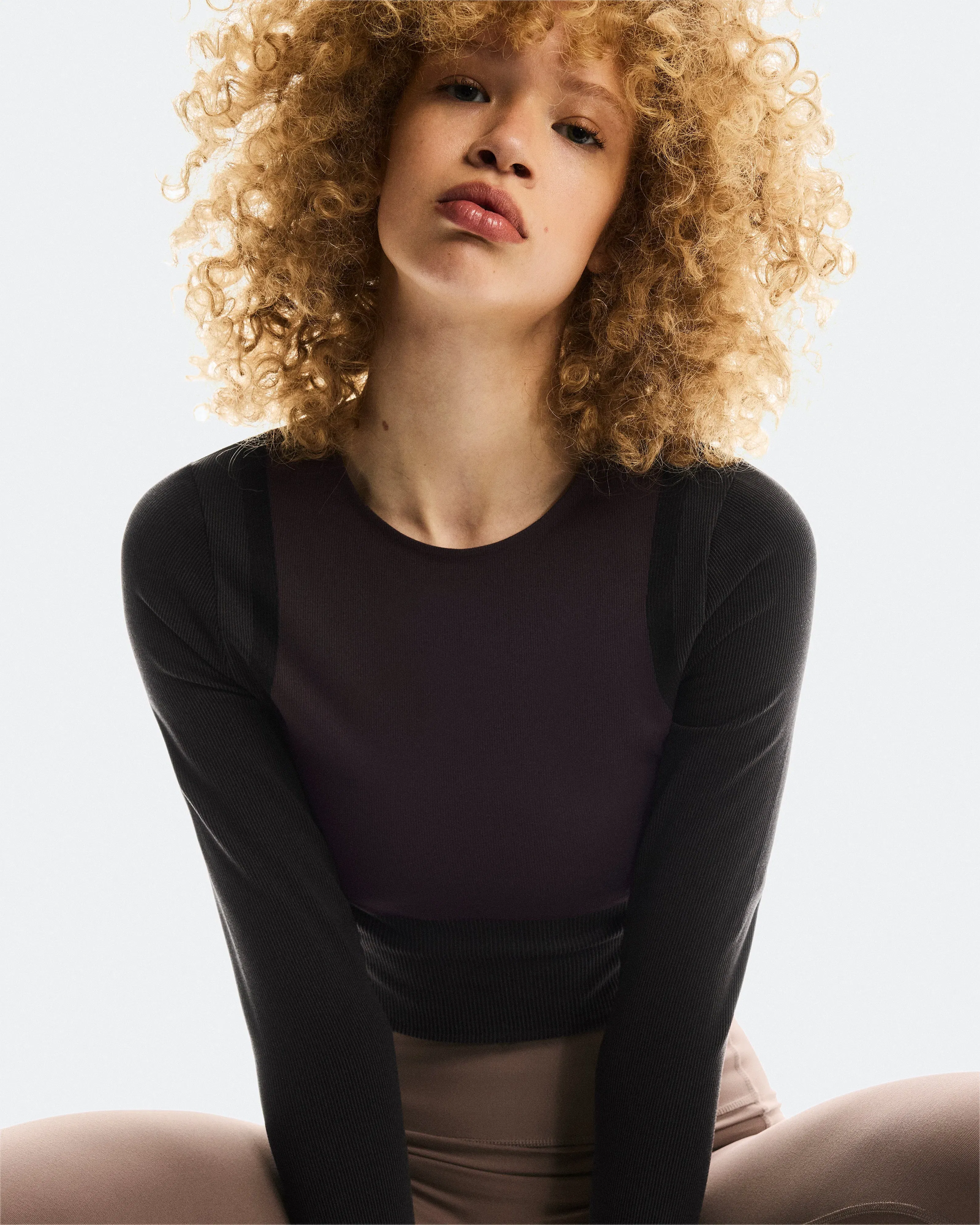 On Studio Knit Long-T Crop Pebble Black (Women'S) (Women's)
