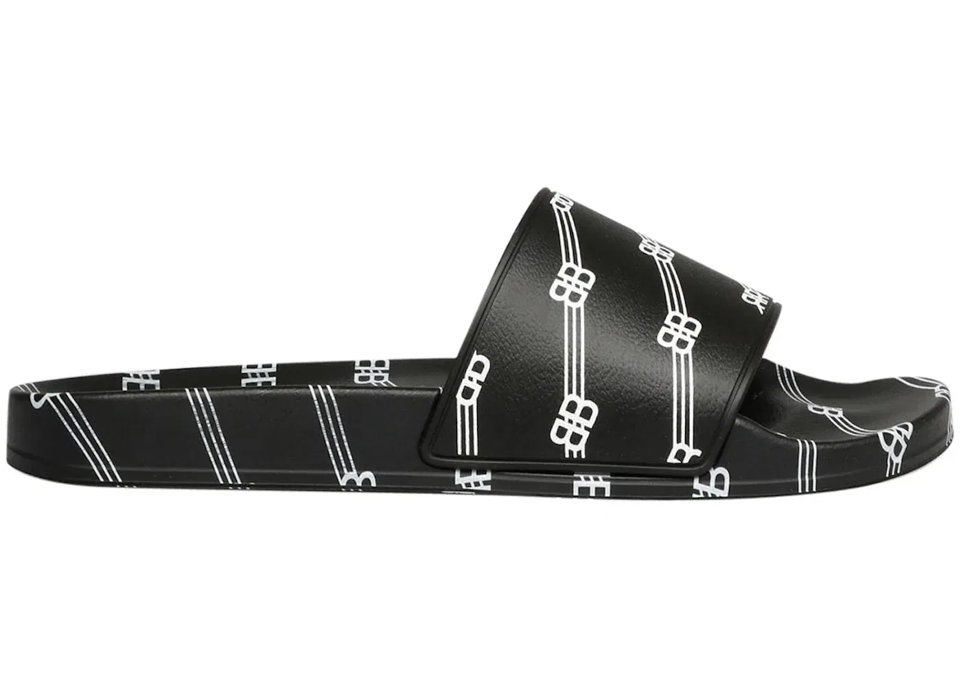 Balenciaga Pool Slides Allover Logo - Black