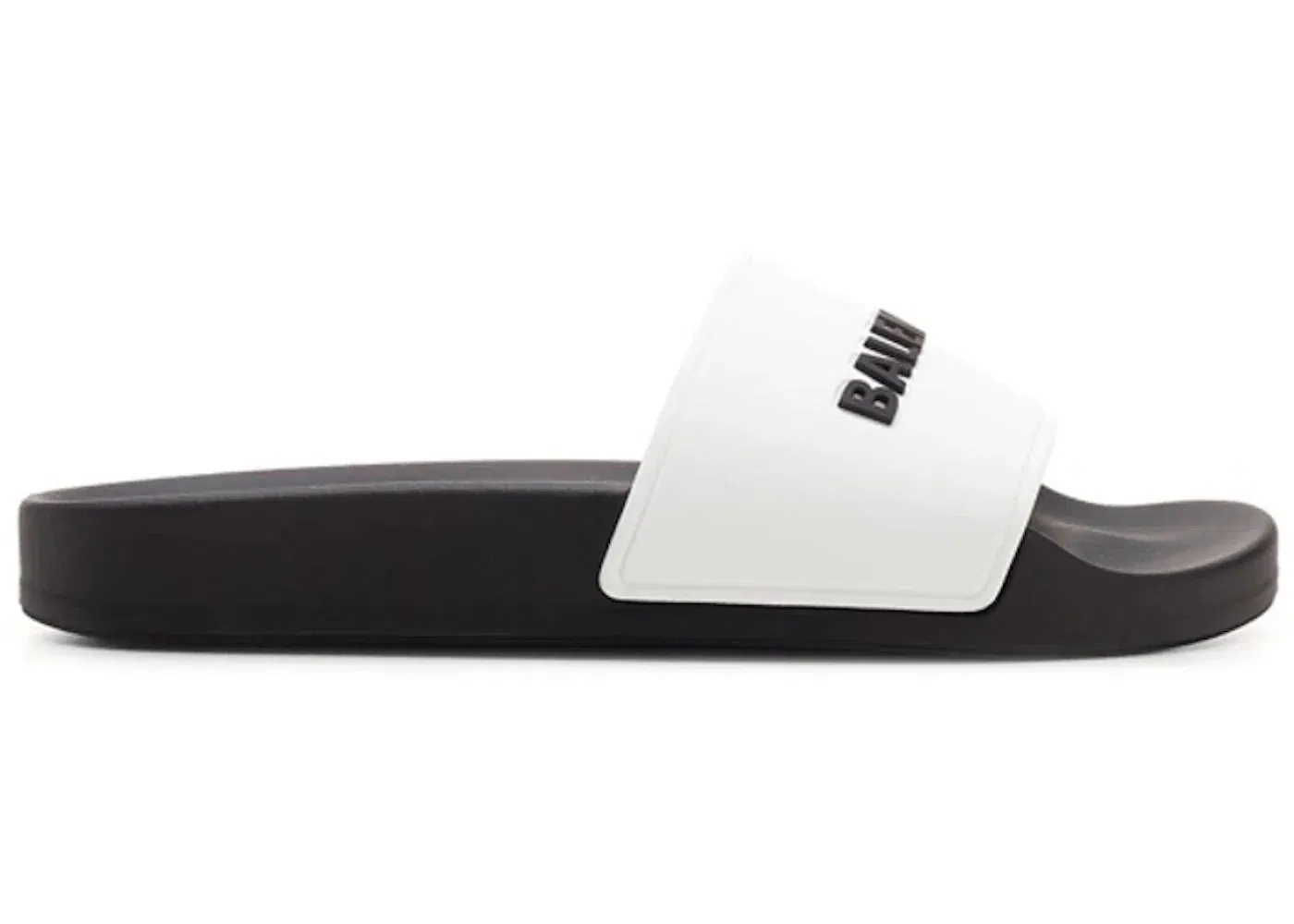 Balenciaga Pool Slides Logo White Black Womens