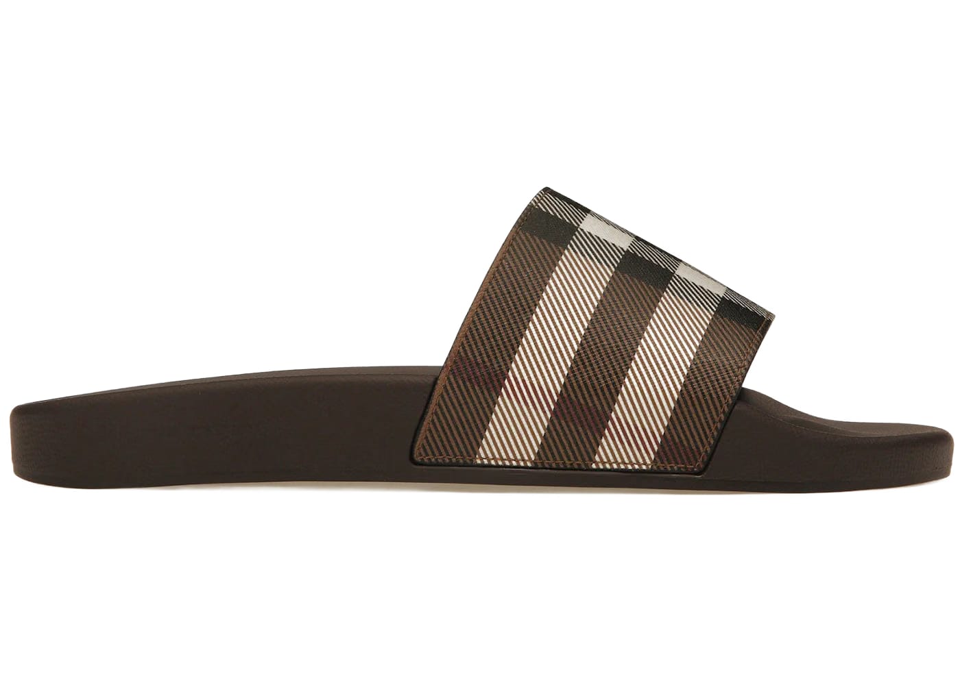 Burberry Check Print Slides Dark Birch Brown