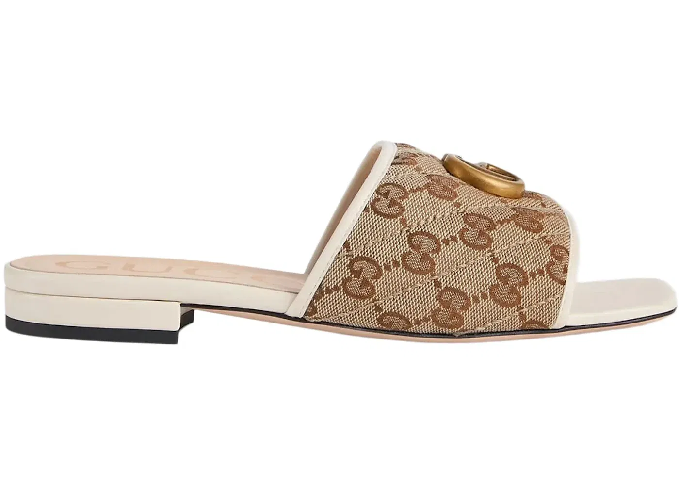 Gucci Double G Slide Sandal White Canvas
