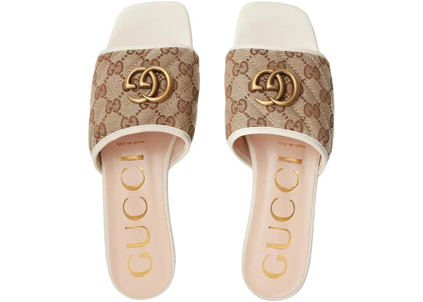 Gucci Double G Slide Sandal White Canvas